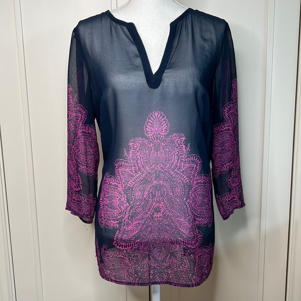 Ann Taylor Sheer Boho Tunic Size M